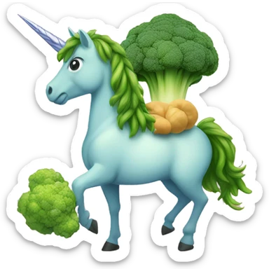 brócoli above a unicorn sticker