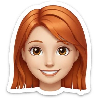 smiling girl with copper hair and long eyelashes  sticker