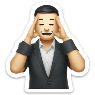  A smiley doing a facepalm with Chinese characters in the background, symbolizing business process incomprehension. sticker