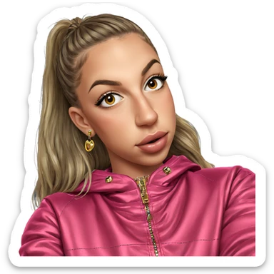 girl in jacket with jewelry sticker