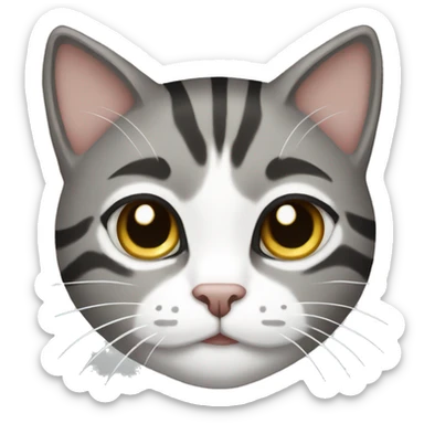 Gray white and black tabby cat sticker
