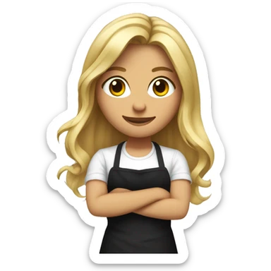 Long hair blonde girl with black apron And cissors in a hand sticker