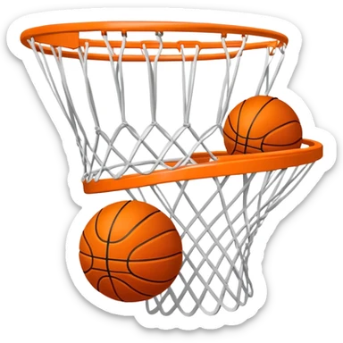 Basketball scoring through net, top-down perspective sticker