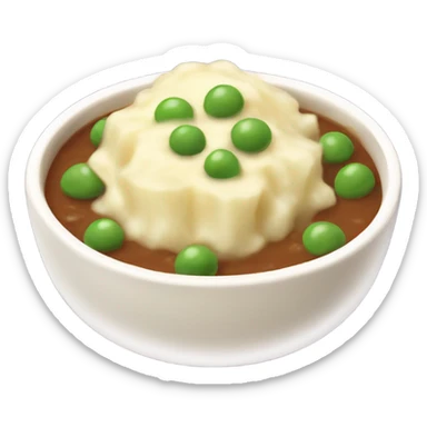 mashed potatoes with gravy and peas sticker