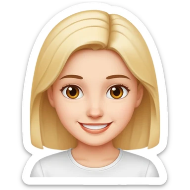 smiling girl in white shirt sticker