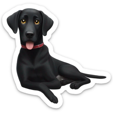 black lab mix on hotel bed calling room service  sticker