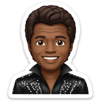 James Brown with dark brown hair, black sequin outfit  sticker