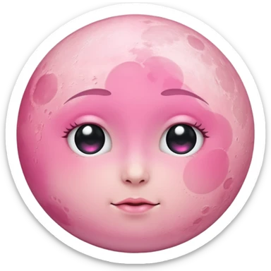 Pink moon with no eyes, no nose, no eyebrows and no mouth sticker