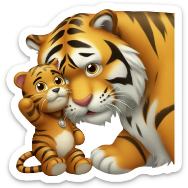 Tiger kissing with bear sticker
