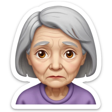 old lady with a sad expression sticker