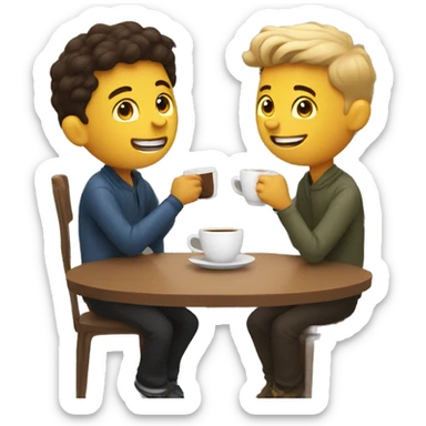 boys enjoying coffee together sticker