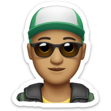 Bald Mexican young man with a baseball cap and sunglasses looking cool sticker