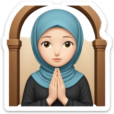 girl in a hijab is praying in the back of a prayer room. sticker