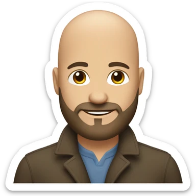 bald man with beard and brunette woman hugs sticker