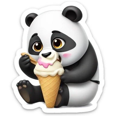 Panda eating ice cream sticker