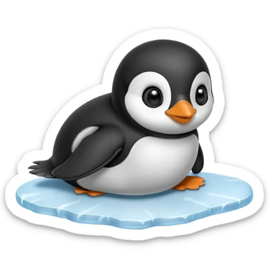 baby penguin sliding sticker