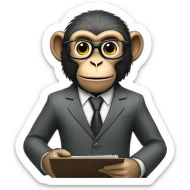 monkey professor with suit holding a chart with 2 hands sticker