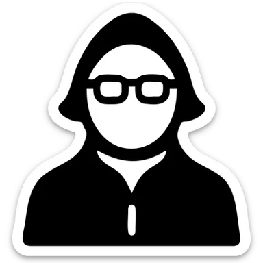 a medieval man wearing black glasses and a black suit sticker