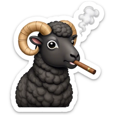 Black ram sheep smoking cigar sticker