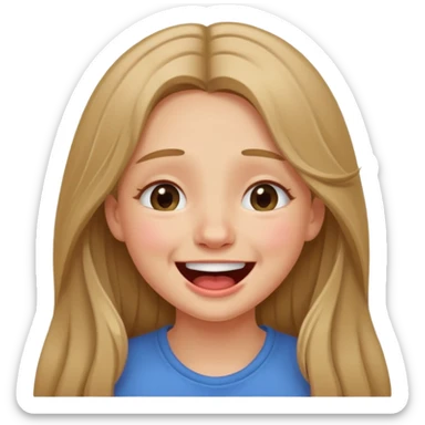 милая девушка с темно русыми длинными волосами, смеется до слез sticker