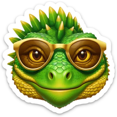iguana head with golden sunglasses sticker