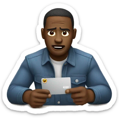 hitting the credit card on the table while crying sticker