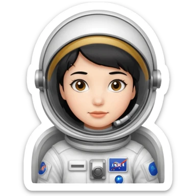 Young, female, astronaut suit, short black hair, white skin
 sticker