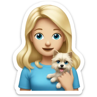Blonde girl blue eyes holding spitz  sticker