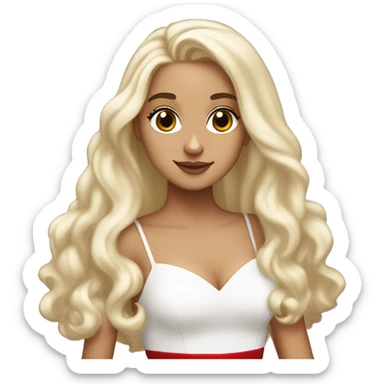 white ariana grande, blonde hair, red dress, ethereal  sticker