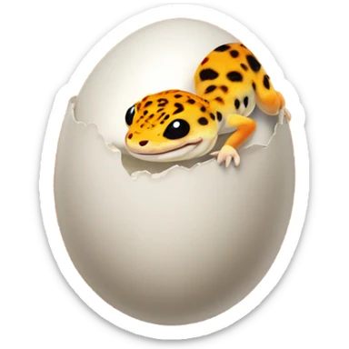 Orange leopard gecko emerges from egg sticker