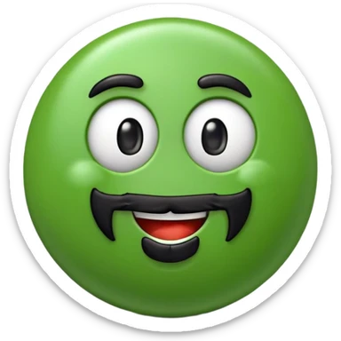 green m&m candy character with a black beard sticker