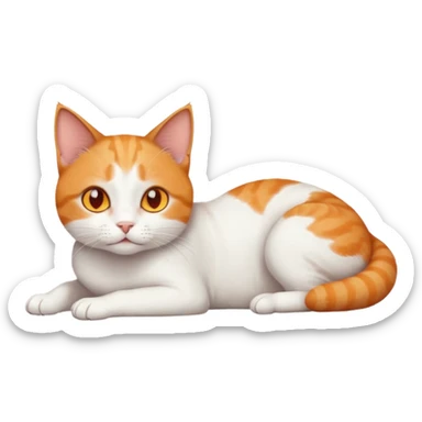 full body tiny short hair ginger and white cat with orange eyes lying down sticker