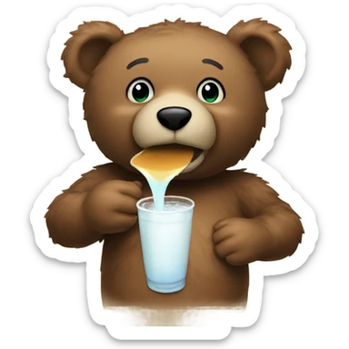 Teddy bear drinking bobba sticker