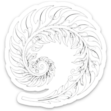 Feather Māori koru design at top sticker