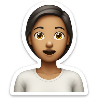 The girl is watched with a surprised face and a question mark above her head sticker