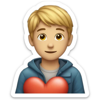 young boy hugging a reassuring heart sticker