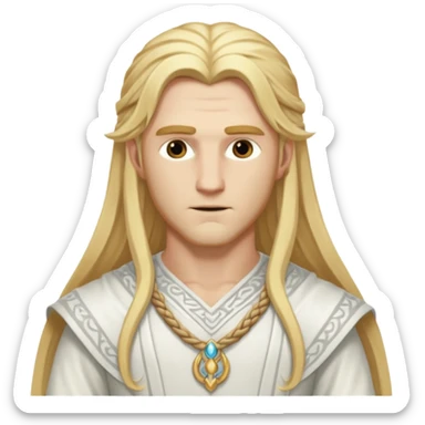 Baldr, The White God from Norse Mythology with long  golden blonde hair, white outfit sticker