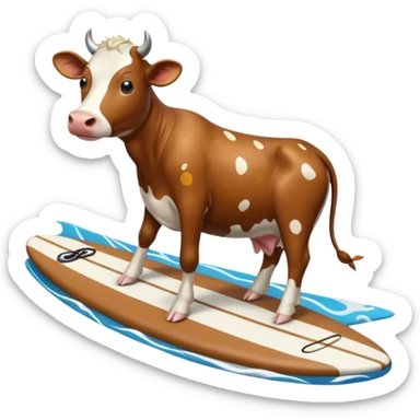 Cow on a surfboard  sticker