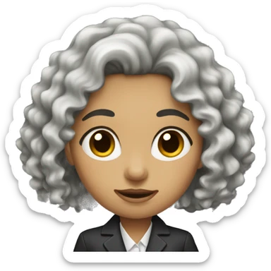 executive Long black Curly hair woman black eyes  sticker