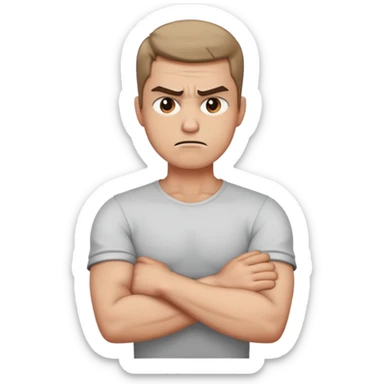 arms crossed holding neck angry guy sticker