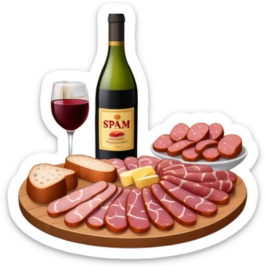 SPAM charcuterie and wine at a paris cafe scene landscape  sticker