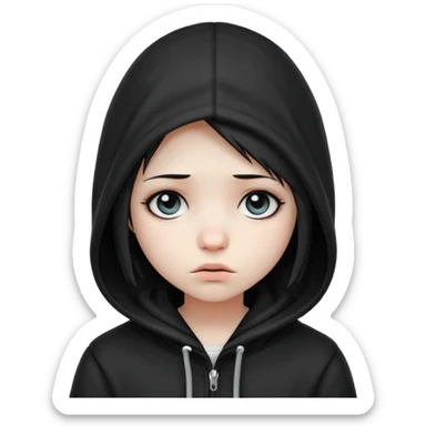 sad emo girl with a hood sticker