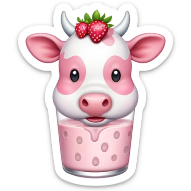 Strawberry milk cow sticker