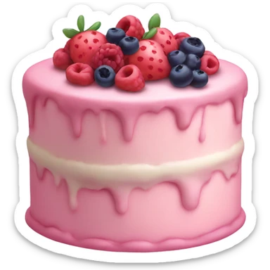 Pastel pink cake with berries  sticker