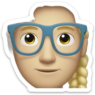 Pale white tech guy with short blonde hair and pale blue eyes and crystal glasses sticker