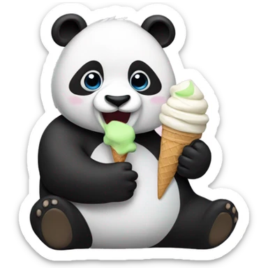 Panda eating ice cream sticker