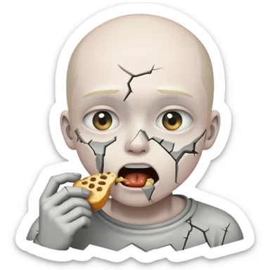 Crazy person eating concrete sticker