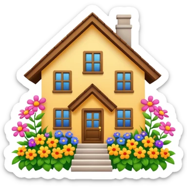 house covered by flower sticker