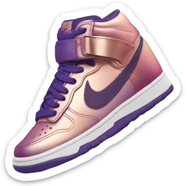 Realistic pair of metallic dark purple to rose gold ombre Nike Sneakers facing front. sticker