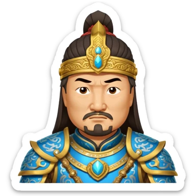 portrait of Genghis Khan in armor rotated 45 degrees to the right sticker